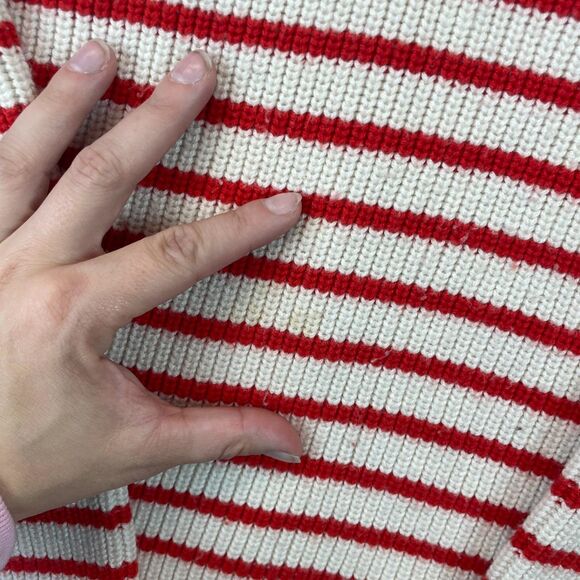 GAP Maternity Women's Sweater Small Cream Red Striped Long Sleeve Everyday Wear - Picture 2 of 8